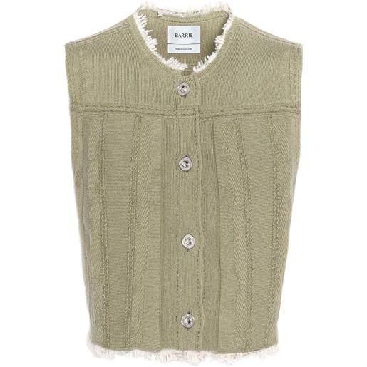 Barrie gilet denim con frange - verde