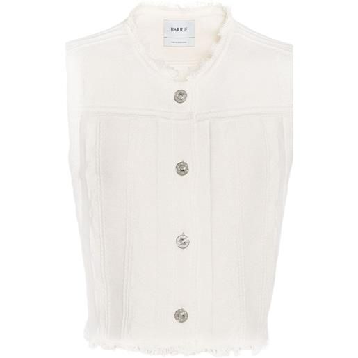 Barrie gilet denim con frange - bianco