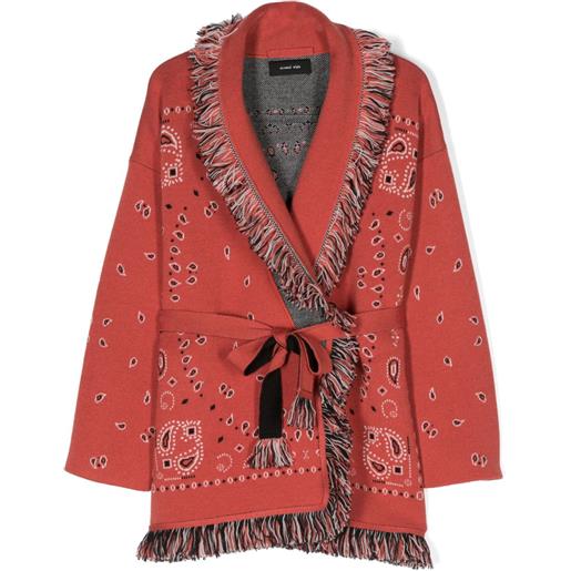 Alanui Kids cappotto doppiopetto con stampa paisley - rosso
