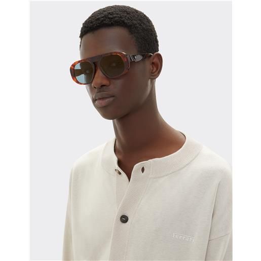 Ferrari occhiale da sole Ferrari in acetato marrone tartaruga con lenti polarizzate blu - Ferrari collection marrone os