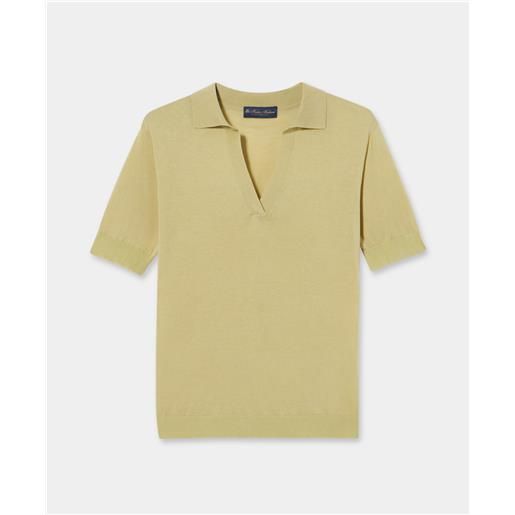 Brooks Brothers silk blend knit polo with johnny collar mint