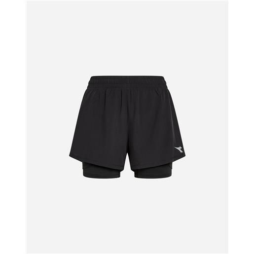 Diadora run crew 2in1 w - short running - donna - nero
