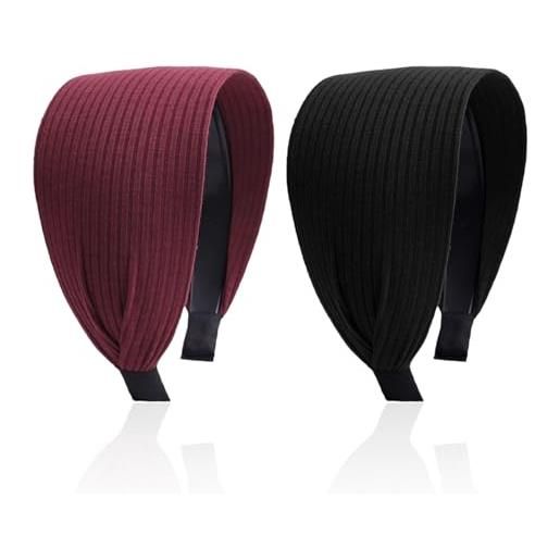 CVFRTT 2 fasce per capelli a tesa larga, fasce larghe per donna, accessori per capelli da donna, adatte per balli e feste