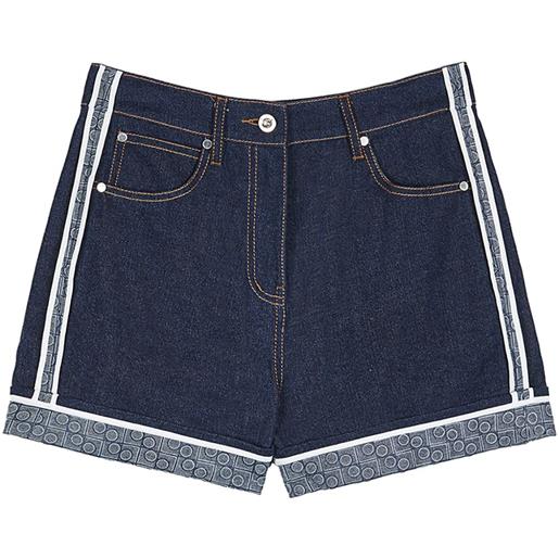 Ports 1961 shorts denim con logo p - blu