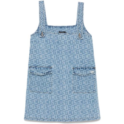 GCDS abito corto in denim con monogramma - blu