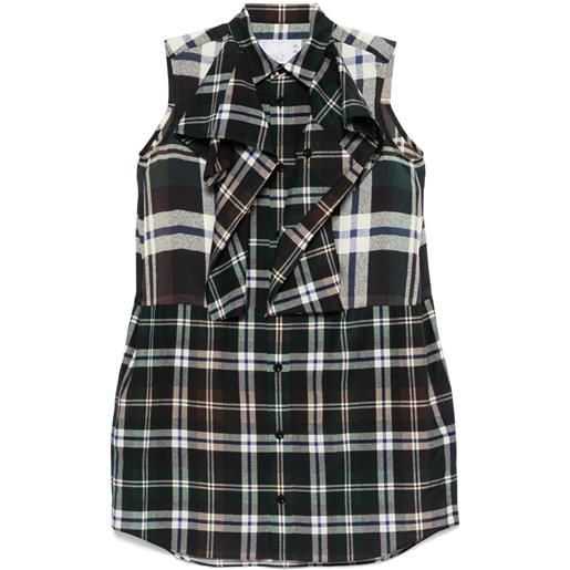sacai abito corto a quadri - verde