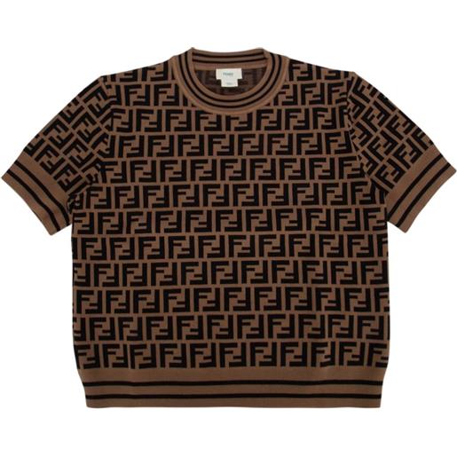 Fendi Kids maglione con motivo ff - marrone