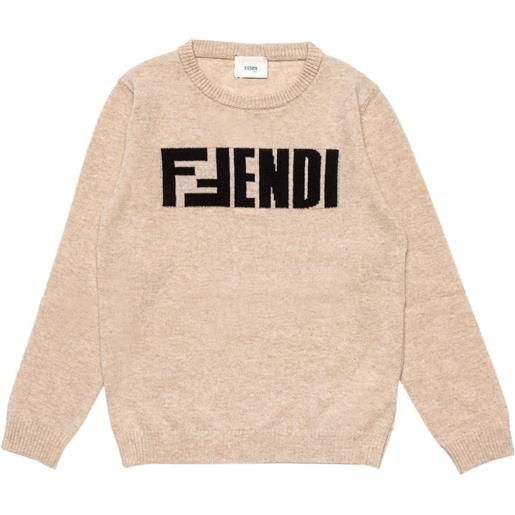 Fendi Kids maglione con logo - toni neutri