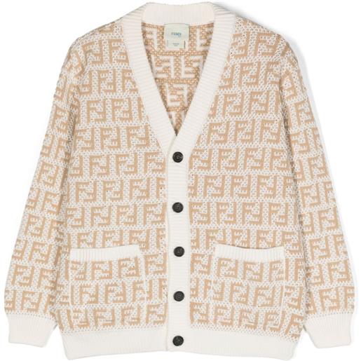 Fendi Kids cardigan con motivo ff - bianco
