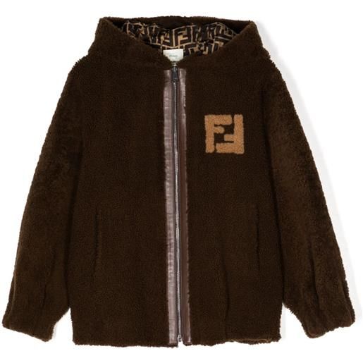 Fendi Kids cappotto con logo ff - marrone