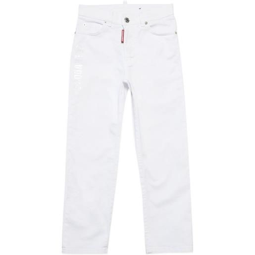 DSQUARED2 KIDS jeans dritti con applicazione - bianco