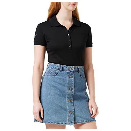 Trigema poloshirt mit swarovski® kristallen, polo da donna, nero (schwarz 008), 44 (taglia produttore: l)