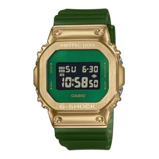 Casio orologio quarzo unisex, misura cassa 49.60mm con quadrante verde digitale e cinturino verde in plastic/resin strap gm-5600cl-3er