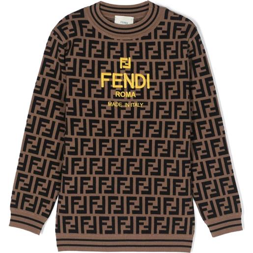 Fendi Kids maglione con motivo ff - marrone