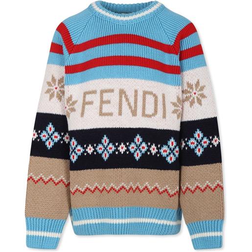 Fendi Kids maglione con effetto jacquard - blu