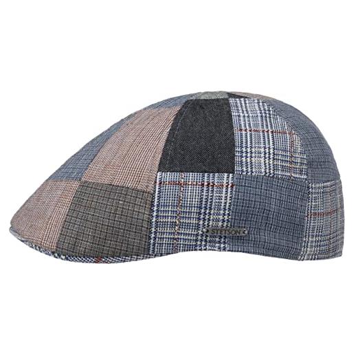 Stetson coppola texas clarson patchwork uomo - made in the eu cappello piatto berretto lino con visiera, fodera inverno autunno primavera estate estate/inverno - s (54-55 cm) a colori