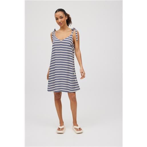 Ysabel Mora abito corto con spalline stampate a righe