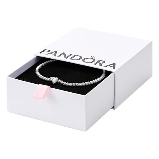 PANDORA timeless bracciale tennis con cuore in argento sterling con zirconia cubica trasparente, 20