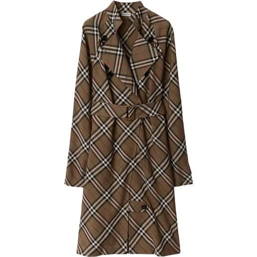 Burberry abito stile trench a quadri - marrone