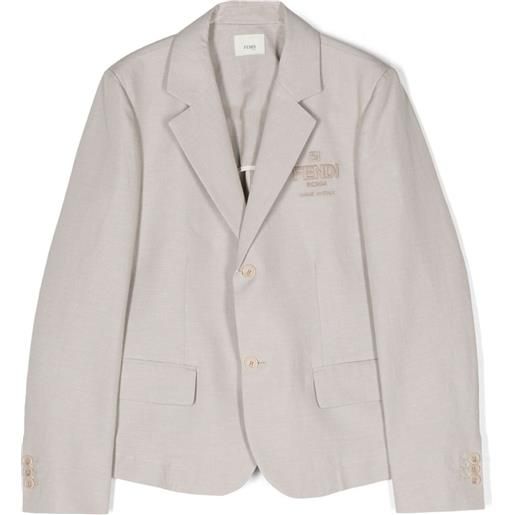 Fendi Kids blazer monopetto con ricamo - toni neutri