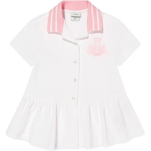 Fendi Kids abito plissettato in cotone - bianco