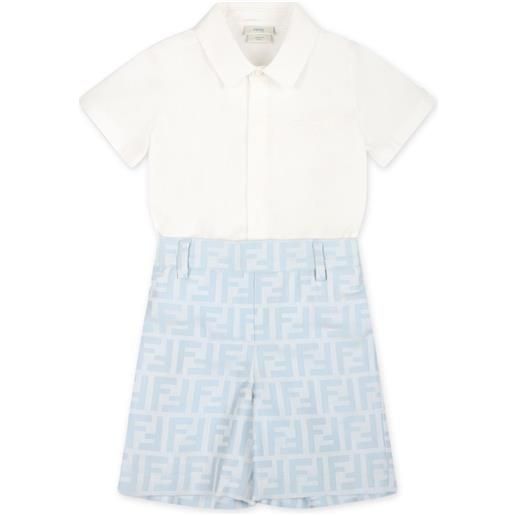 Fendi Kids tutina con logo jacquard - blu