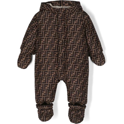 Fendi Kids cappotto imbottito con monogramma - marrone