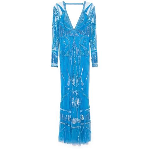 Zuhair Murad abito da sera con scollo a v - blu