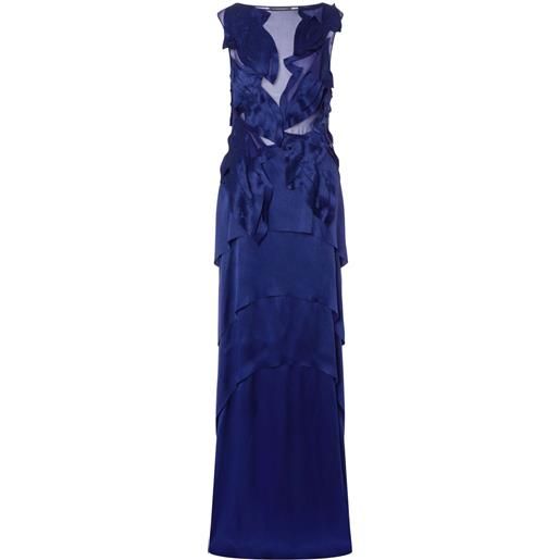 Alberta Ferretti abito lungo in raso - blu