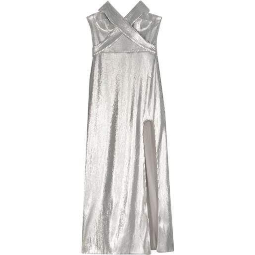 Genny abito da sera senza spalline con paillettes - argento
