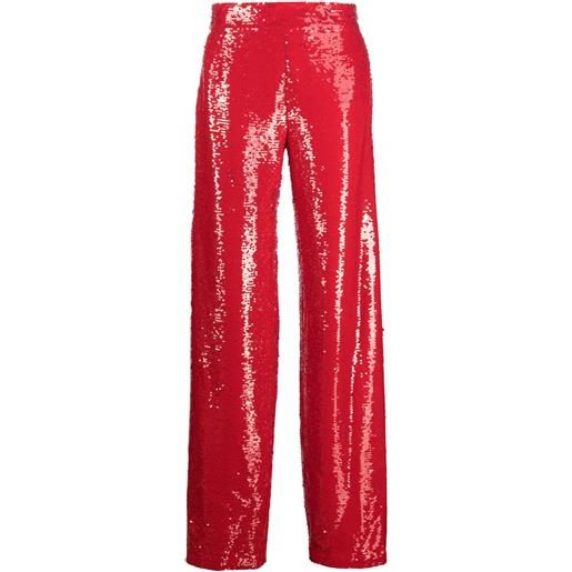 Genny pantaloni dritti con paillettes - rosso