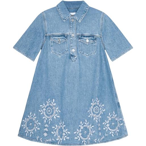 GANNI abito denim con ricamo - blu