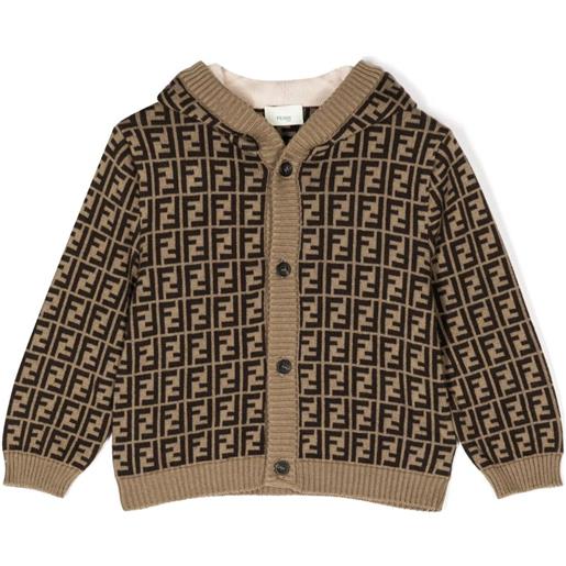 Fendi Kids cardigan con cappuccio - marrone