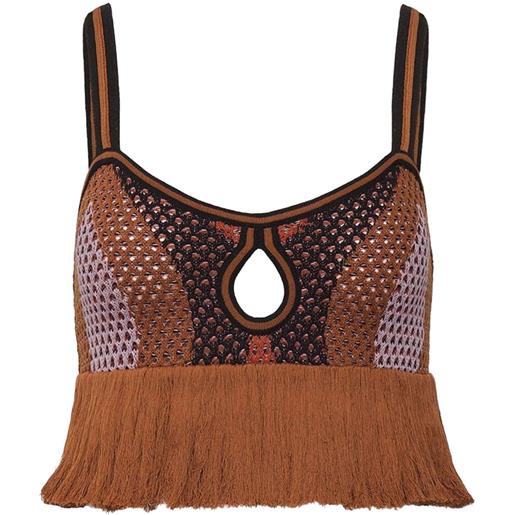 Johanna Ortiz top corto con ruches - marrone