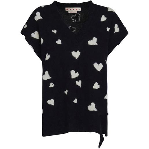 Marni canotta bunch of hearts - nero
