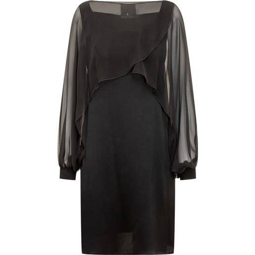 Alberta Ferretti abito midi semi trasparente - nero