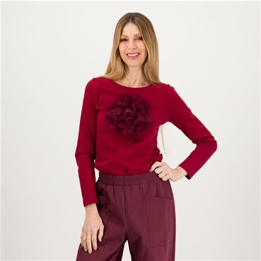 Caterina Lancini t-shirt in jersey di cotone con scollo tondo e tulle davanti