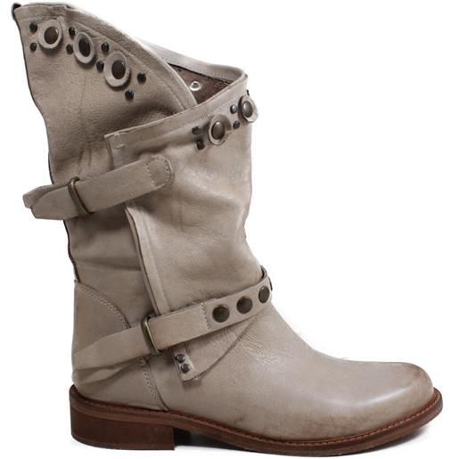 Personal stivali biker boots con borchie e due cinturini "dalia" - lavato taupe