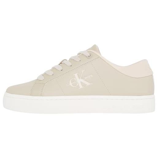 Calvin Klein classic cupsole lowlaceup lth wn yw0yw01444, sneaker, donna, beige (eggshell/whisper pink), 41 eu