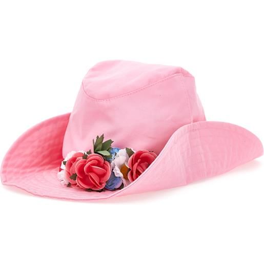 Monnalisa cappello gabardina con fiori e borchiette