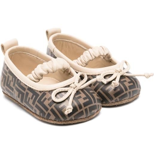 Fendi Kids ballerine con motivo ff - marrone