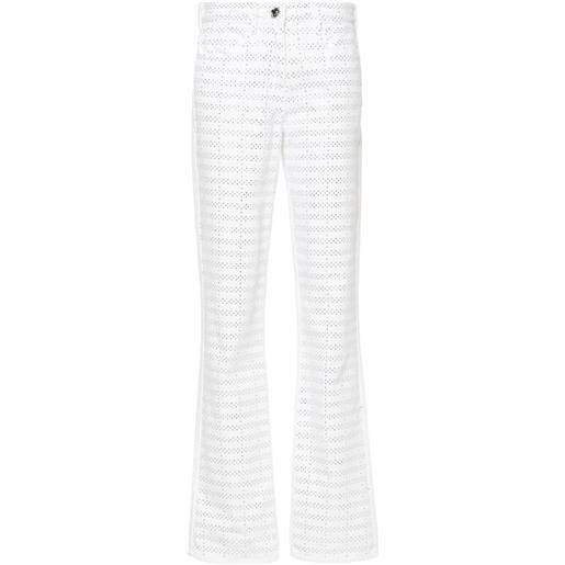 Genny jeans dritti con strass - bianco