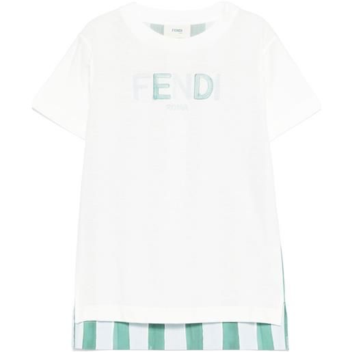 Fendi Kids t-shirt con logo ricamato - bianco