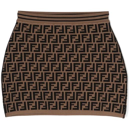 Fendi Kids minigonna con logo ff - marrone