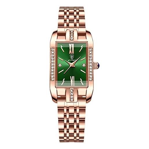 RORIOS orologio donna moda rectangle orologio analogico al quarzo orologio con cinturino in acciaio inox impermeabile strass orologi da polso per donna ragazza