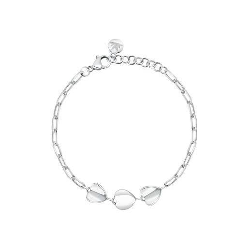 Morellato bracciale donna in acciaio, collezione pailettes, cuori - saww05