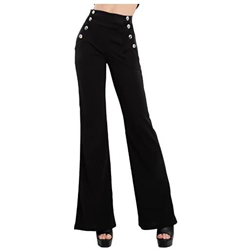 Toocool pantaloni donna campana aderenti zampa elefante vita alta vi-2991 [l, nero]