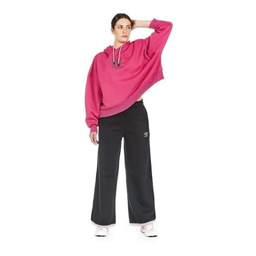 Umbro tuta donna felpata 32169 crop oversize con cappuccio (orchidea/nero, l)