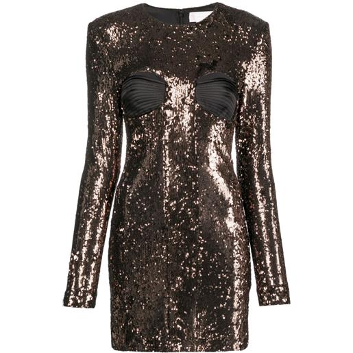 Genny abito a maniche lunghe con paillettes - nero