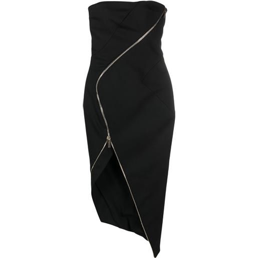 Genny abito asimmetrico senza spalline - nero